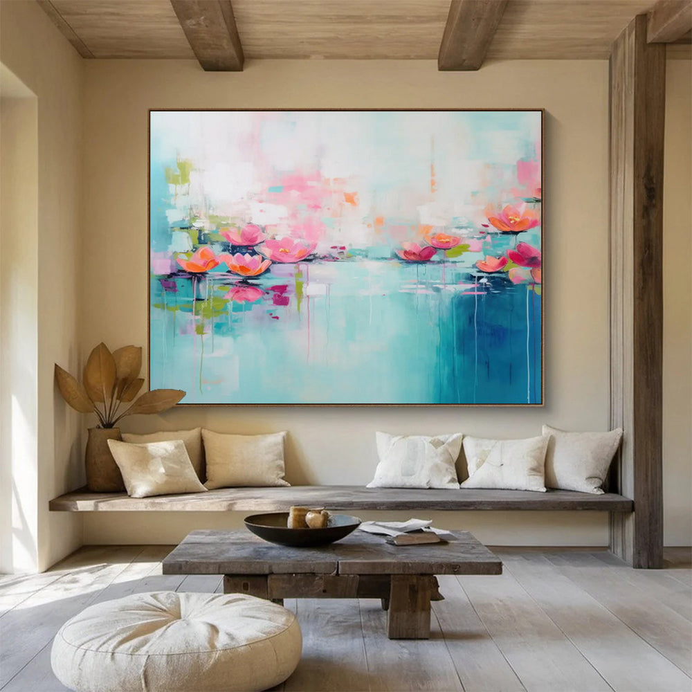 “Impressionistic Water Lily Dream” - Abstract Floral Painting On Canvas DKS493