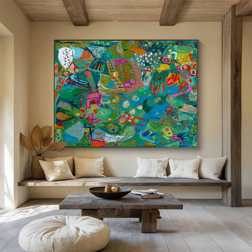 “Vibrant Abstract Mosaic” - Colorful Collage - Style Painting On Canvas PT235