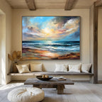 “Vibrant Seaside Sunset” - Impressionistic Landscape Painting On Canvas PT1593