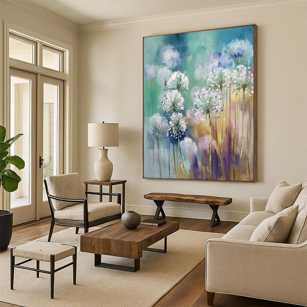 Dandelion Dreams Soft - Hued Floral Impasto, Painting On Canvas PT2151