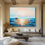“Sailboat at Sunset” - Classic Coastal Painting On Canvas PT188