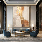 White, Gray, and Gold Textured "Fractured Beauty" Abstract Textured Painting On Canvas PS1052