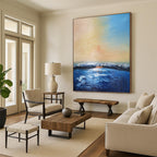“Sunset - Sea Abstract” - Impressionist Seascape Painting On Canvas PT1324