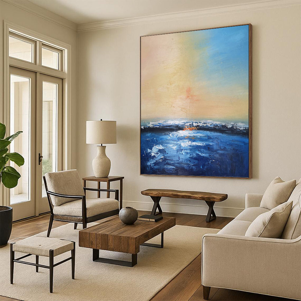 “Sunset - Sea Abstract” - Impressionist Seascape Painting On Canvas PT1324