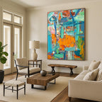 “Colorful Abstract Chaos” - Expressionist Abstract Painting On Canvas PT2291