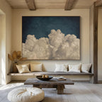 Soft Clouds Over Dark Sky Minimalist Landscape Painting On Canvas DKS124