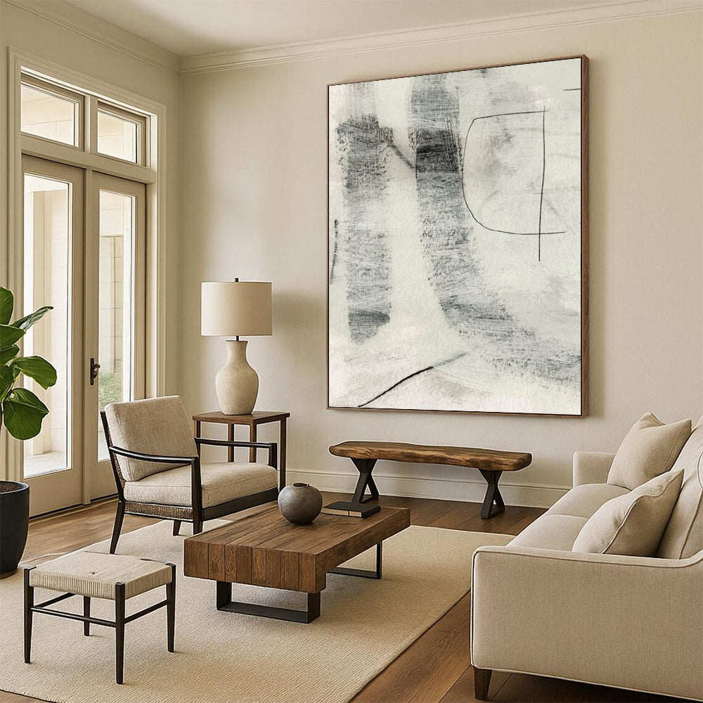 “Monochrome Textured Marks” - Gray & Black with Subtle Textures Painting On Canvas DS213