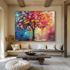 “Colorful Cubist Tree” - Cubist Oil Painting On Canvas DKS858