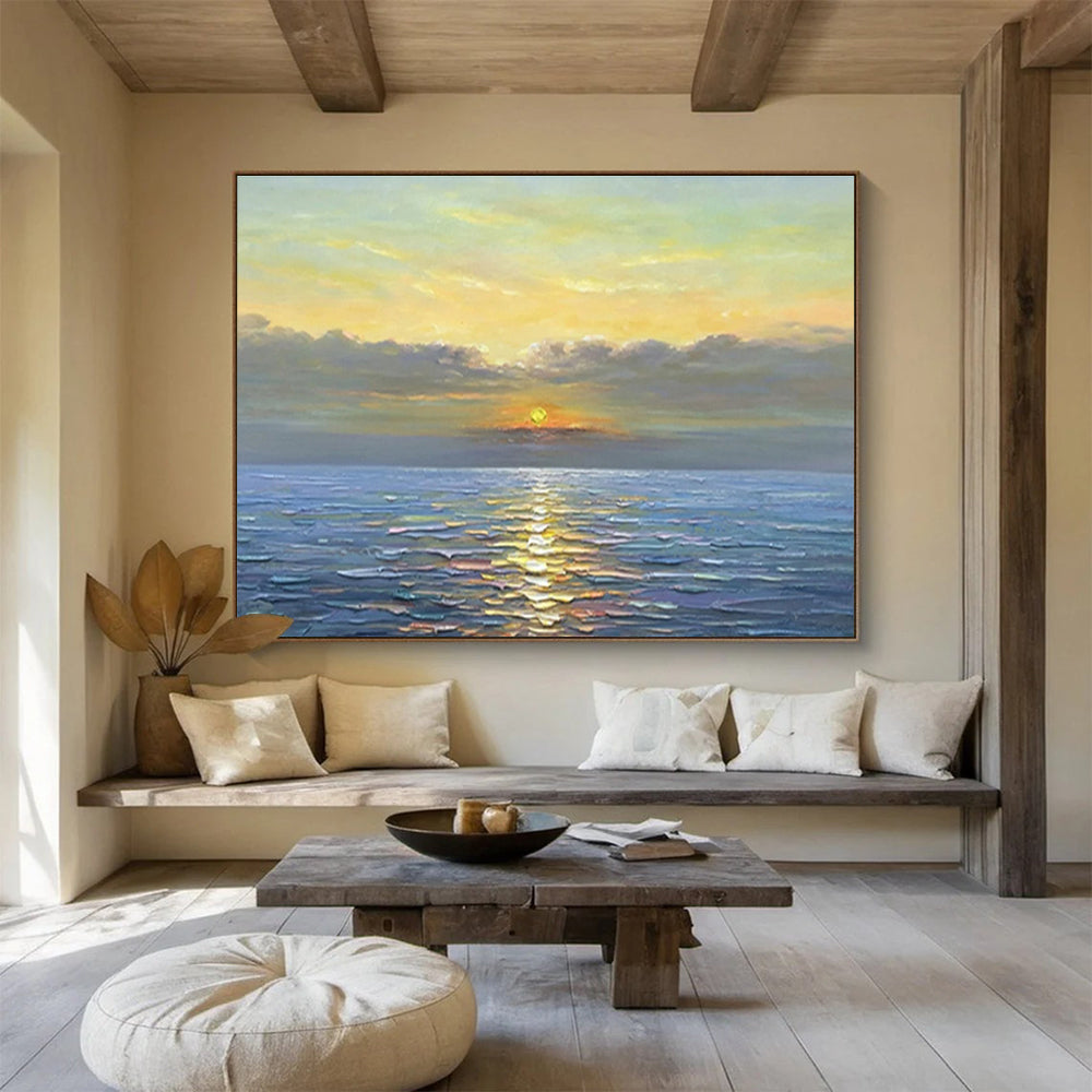 “Serene Sea Sunset” - Realistic Oil Painting On Canvas DKS883