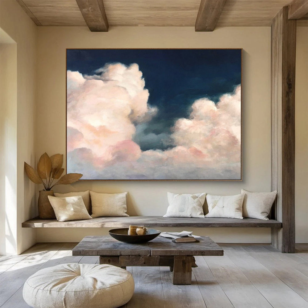 “Pink Clouds in Dark Sky” Landscape Painting On Canvas DKS185