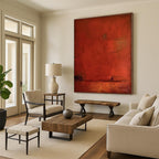 “Deep Red Mystery” - Red, Brown, Black Abstract Minimalist Painting On Canvas PS0653