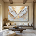 “Sculpted White Wings” - 3D Abstract Painting On Canvas DKS455