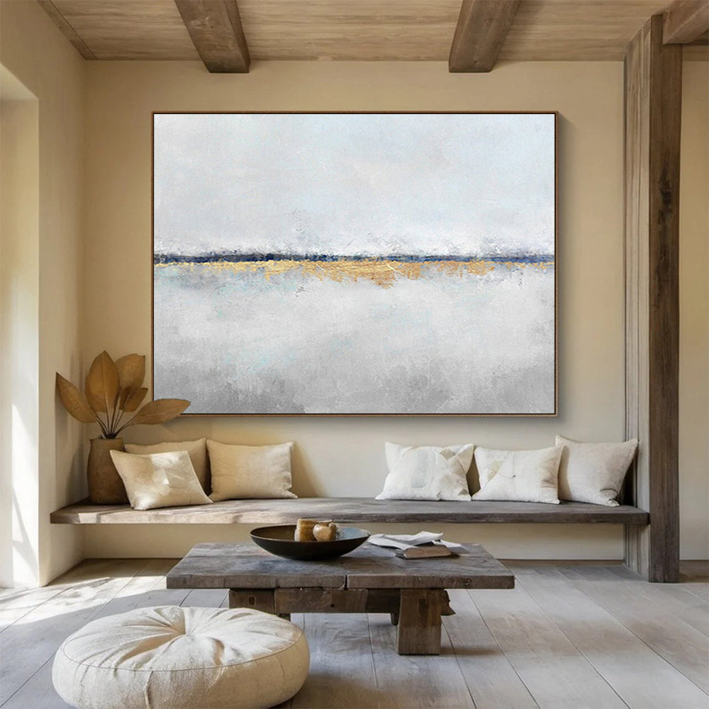 “Subtle Gold - Blue Horizon” Abstract Landscape DKS219