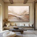 Beige and White Flowing Waves Abstract Painting On Canvas DKS092