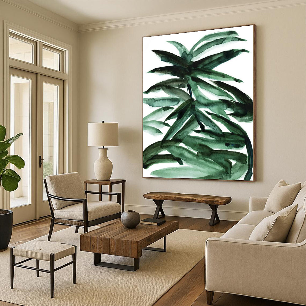 “Muted Green & Gray Split” - Subtle Color Blocking Painting On Canvas DS243