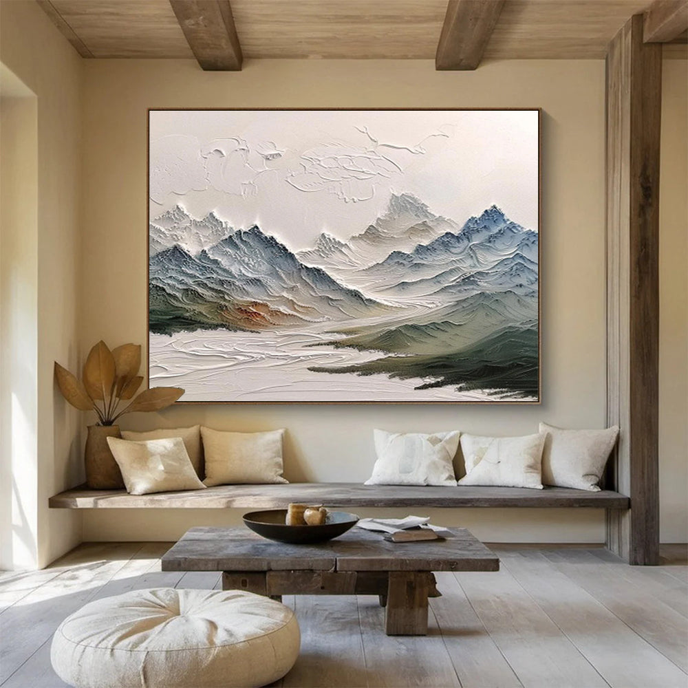“3D Textured Mountain Range” - Sculptural Landscape Painting On Canvas DKS462