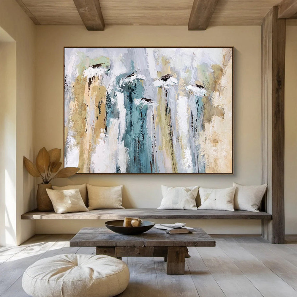 “Soft Color Abstract Florals” - Gentle Abstract Painting On Canvas PT155