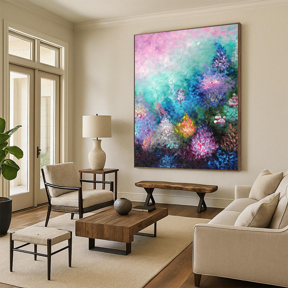 “Colorful Floral Abstract” - Impressionistic Abstract Painting On Canvas PS0065