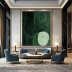 Green and White Abstract Lines, "Emerald Curves" – Abstract Line - Art Painting On Canvas PS0937