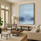 “Blue - Gray Abstract Horizon” - Minimalist Landscape Painting On Canvas PT1962