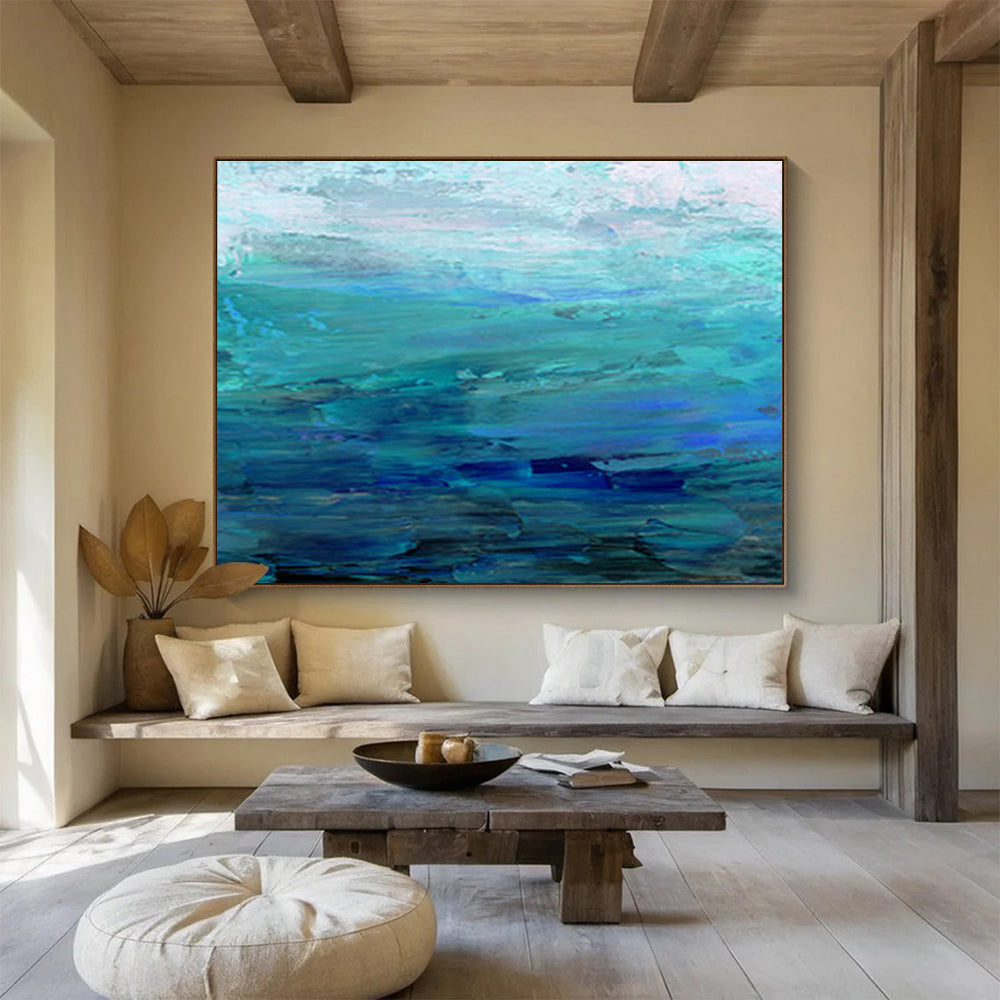 “Blue Ocean Abstract” - Calming Seascape Painting On Canvas DKS392