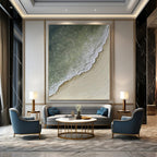 Textured Seaside Scene "Coastal Embrace" Impasto Painting On Canvas PS1084