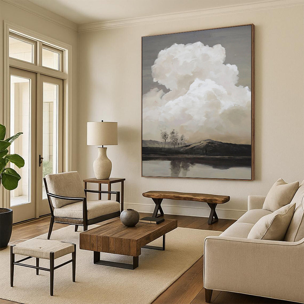 “Monochromatic Cloudscape” - Impressionist - Inspired Landscape Painting On Canvas PT1439