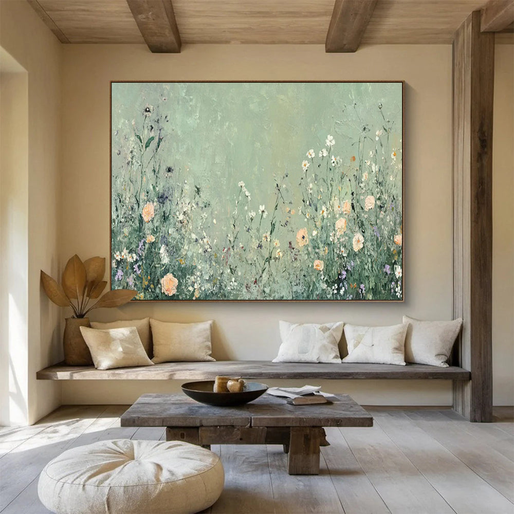 Wildflower Serenity - Wildflower Field Oil Painting, Suited for Spa & Guest Room DKS668