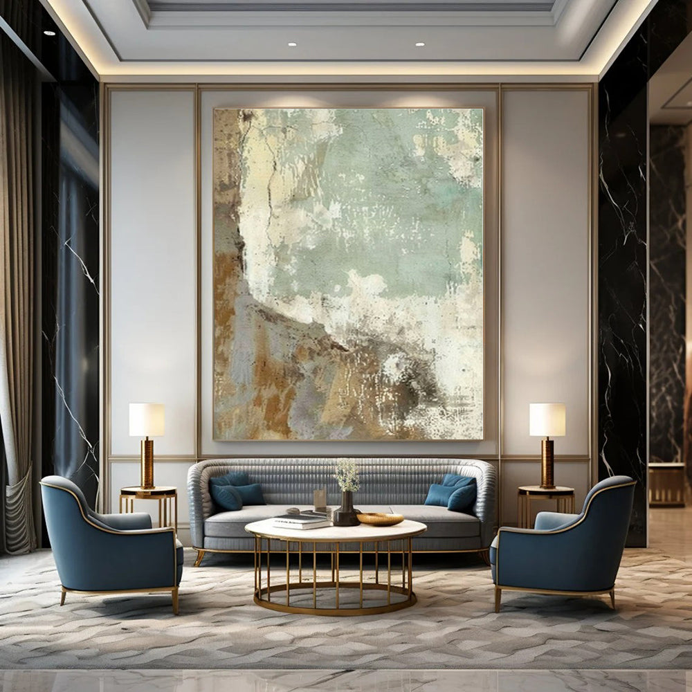 Earthy Tones with Weathered Textures "Aged Patina" Abstract Painting On Canvas PS1267