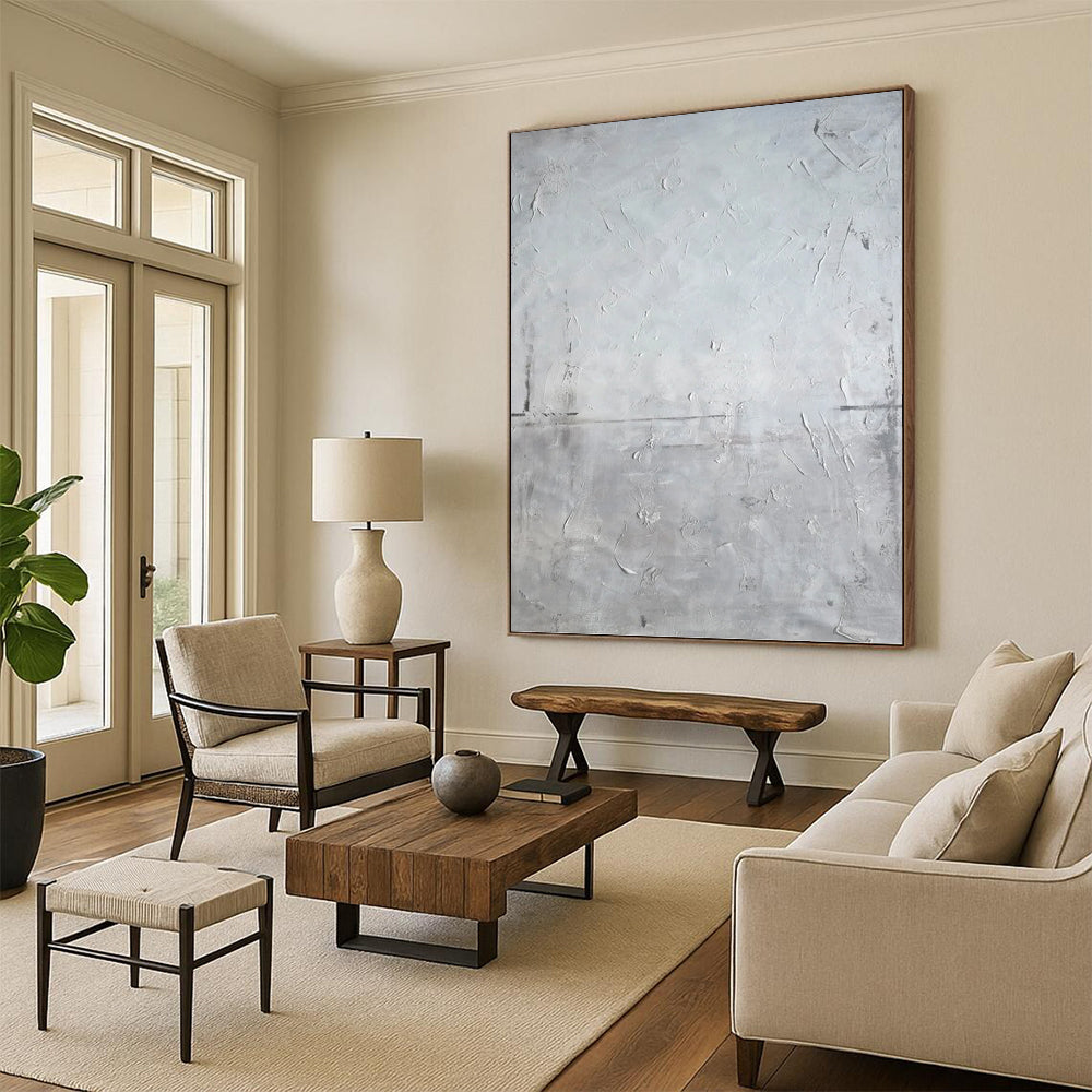 “Textured Gray Minimalism” - Minimalist, Tactile - Styled Painting On Canvas PT1581