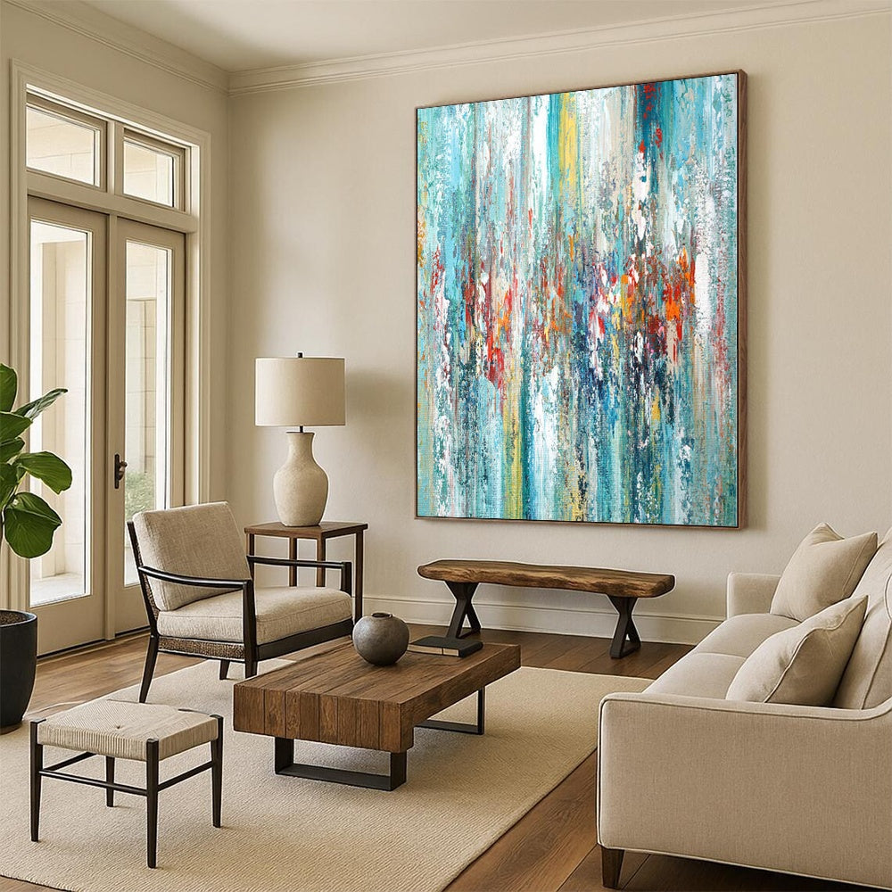 “Colorful Vertical Abstract Strokes” - Expressive Abstract Painting On Canvas PS0284