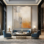 Deep Blues and Cream with Curved Shapes "Midnight Serenity" Abstract Shape - Based Painting On Canvas PS1060