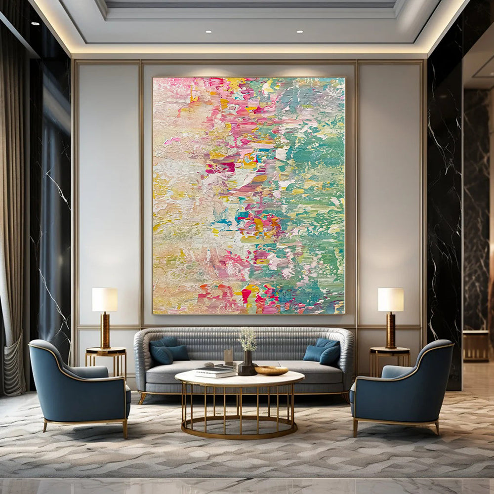 Pastel and Bright Fusion - Soft - Hard Color Abstract Painting On Canvas PS1229