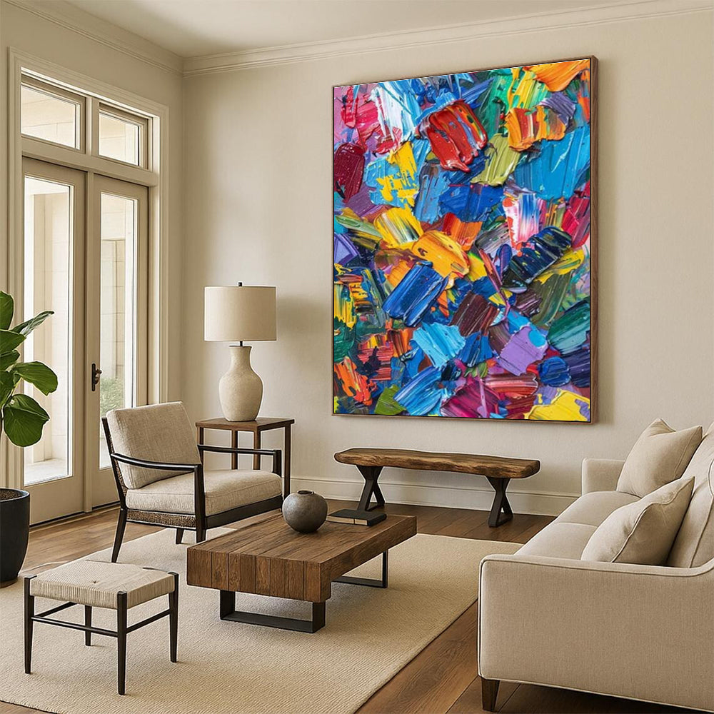 “Vibrant Color Explosion” - Multicolor Abstract Expressionist Painting On Canvas PS0685