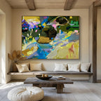 “Colorful Abstract Figure in Nature” - Textured Oil Painting on Canvas DKS923