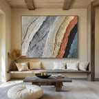 “Colorful Textured Stripes Abstract” - Striped Abstract Painting, Great for Living Room & Creative Office DKS619