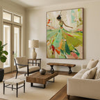 Graceful Lady in Green Dress Textured Painting On Canvas DS082