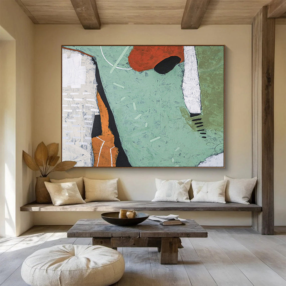 “Green And Orange Abstract Mix” - Abstract Painting On Canvas DKS567