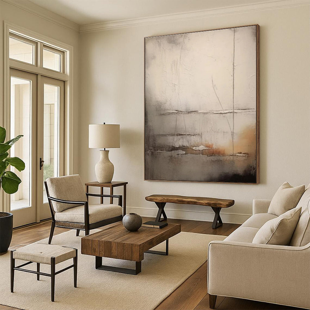 “Neutral Textured Layers” - Neutral Tones Abstract Minimalist Painting On Canvas PS0709