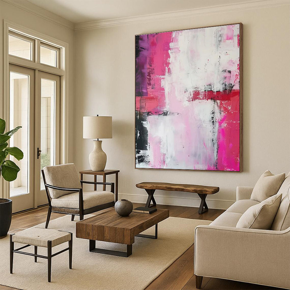 Pink & Purple Abstract Fusion Painting On Canvas PS0814