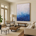 “Blue - White Abstract” - Impressionist - Inspired Painting On Canvas PT1350