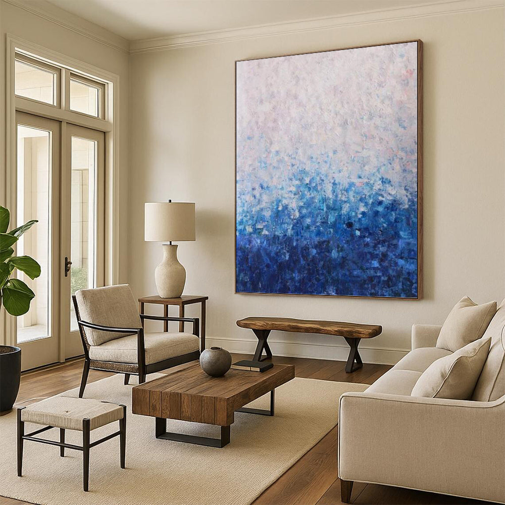 “Blue - White Abstract” - Impressionist - Inspired Painting On Canvas PT1350