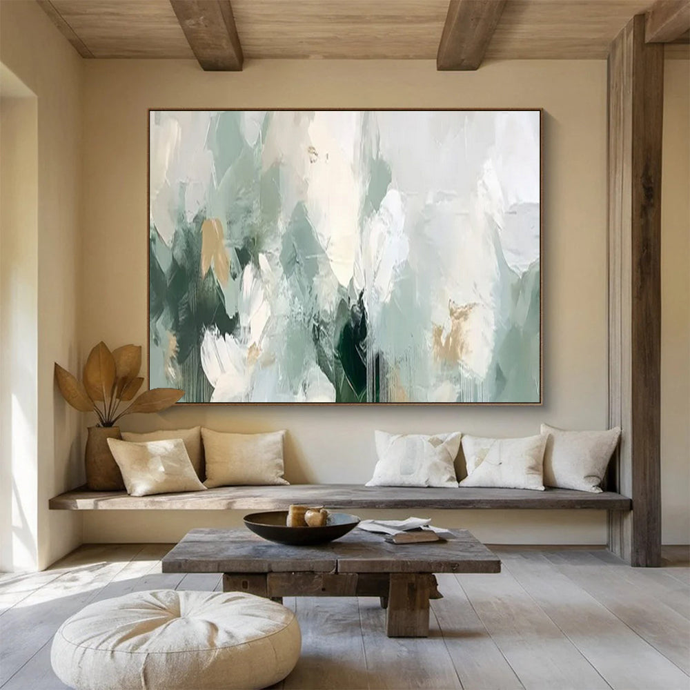 “Soft Greens & Abstract Brushstrokes” - Abstract Landscape - Inspired Painting On Canvas PT1693