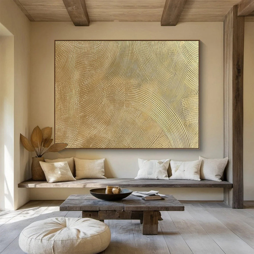 “Golden Textured Abstract” - Abstract Painting on Canvas DKS580