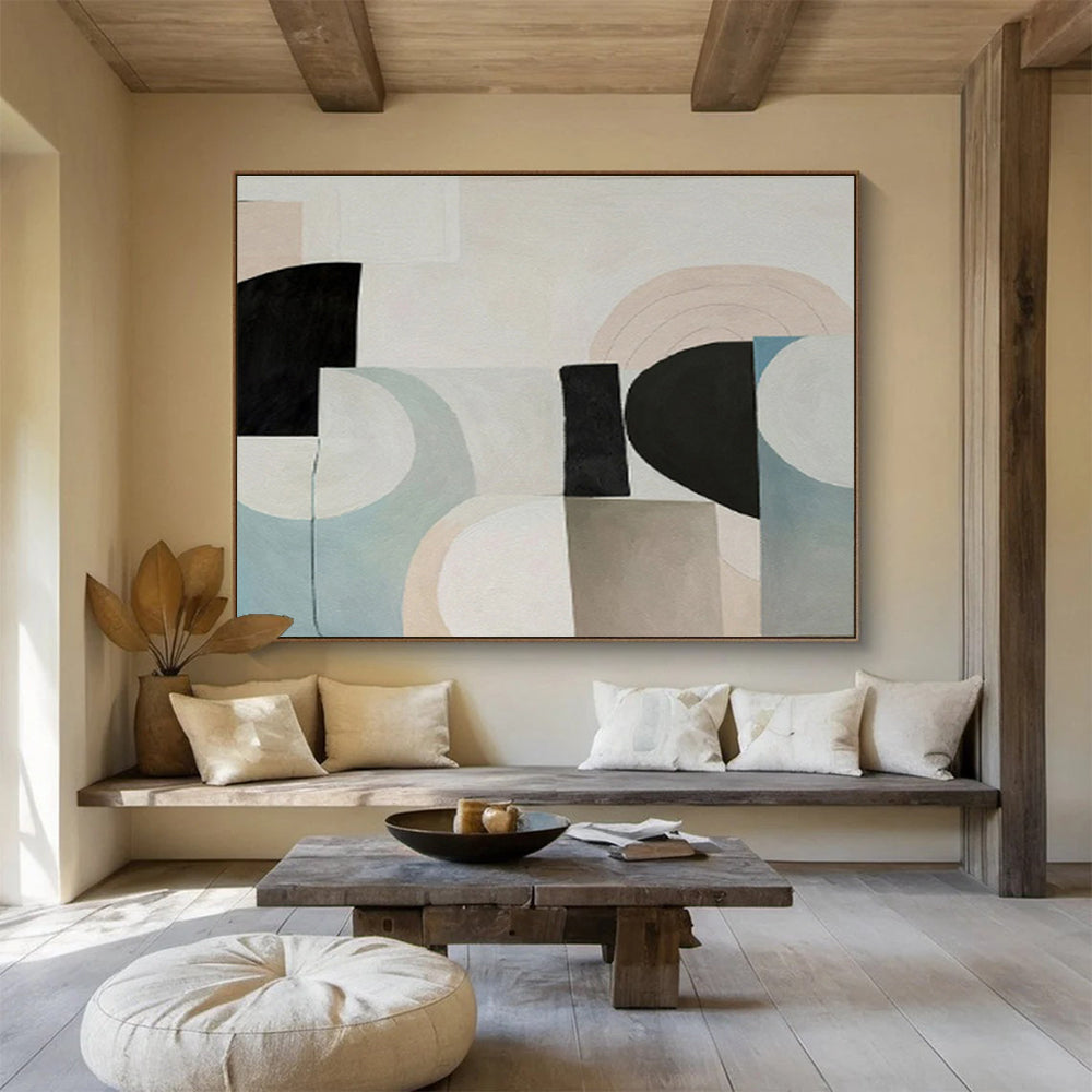 “Pastel and Black Abstract Fusion” - Abstract Painting on Canvas, Perfect for Bedroom & Reading Nook DKS583