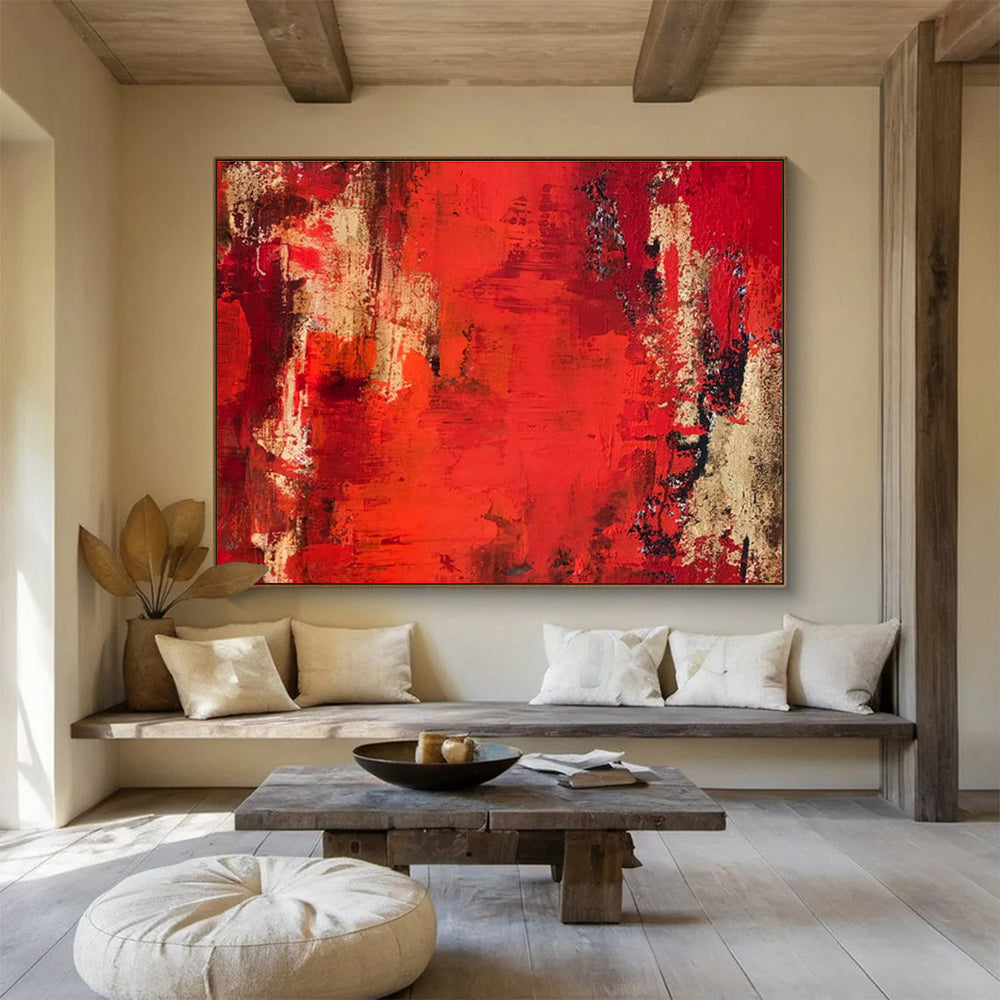 “Red - Brown Textured Passion” Abstract Painting On Canvas DKS296