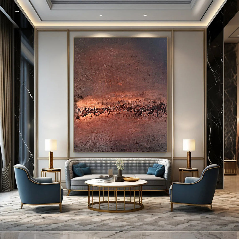 Brown and Orange Textured, "Desert Crackle" – Textured Abstract Painting On Canvas PS0953