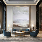 Gray, White and Brown with Soft Textures "Quiet Horizon" Abstract Landscape Painting On Canvas PS1149