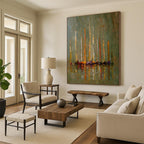 “Green, Yellow, and Orange Sailboat Reflection” - Impressionistic Maritime Painting On Canvas DS330