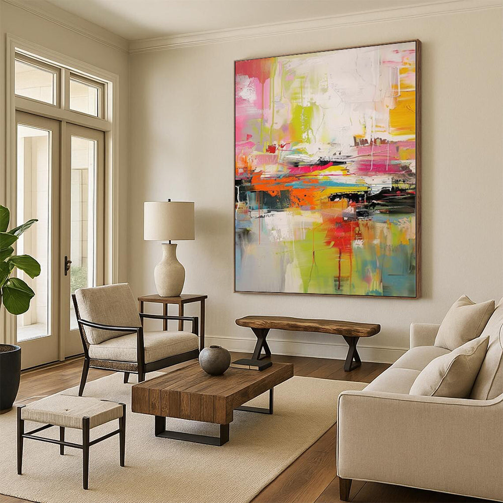 “Colorful Abstract Chaos of a Summer Day” - Energetic Abstract Painting On Canvas PS0238